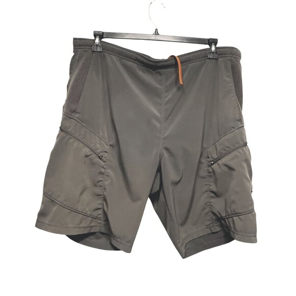 Vintage Nike Shorts Gray Mesh Accent Swoosh Cargo Zip Pocket Medium - Picture 1 of 8